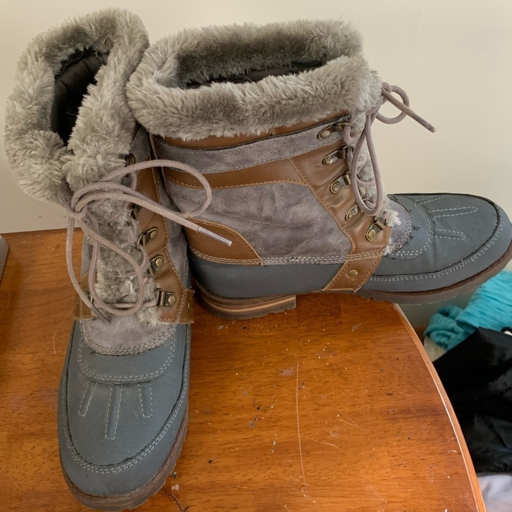 Rock & Candy Danlea lace up combat boots faux fur lining size 8